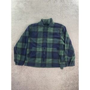 Nautica Jacket Men XXL Blue Green Blue Check Fleece Reversible Soft Shell Bomber